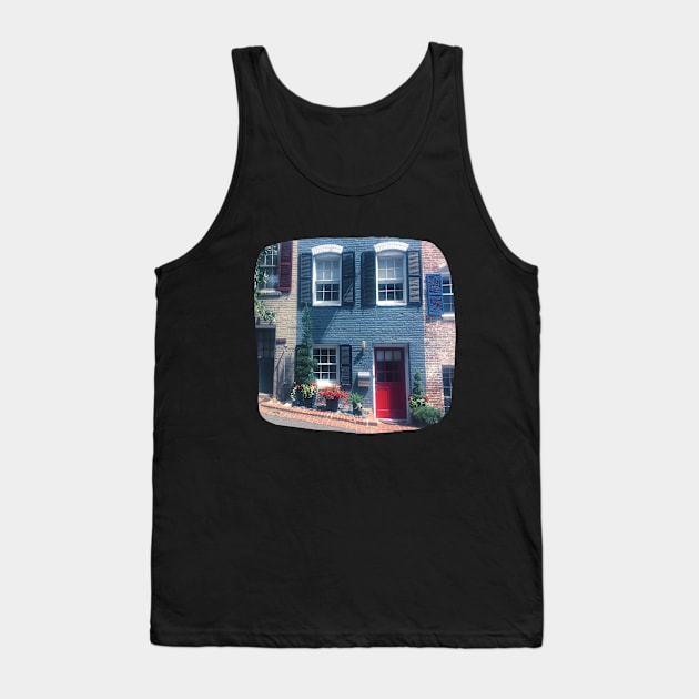 Georgetown building blue walls red door Photo Washington DC USA city dc statehood Tank Top by BoogieCreates